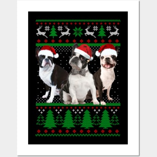 Bully Dog Christmas Santa Hat Posters and Art